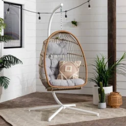 Best Seller 21 Toluca Hanging Outdoor Boho Egg Chair With Cushion - Saracina Home