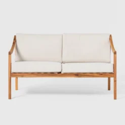 Saracina Home Mid-Century Modern Slatted Acacia Outdoor Bench With Cushions -Saracina Home Shop GUEST 068799d8 e746 42bf af05 c3a590ca4c43