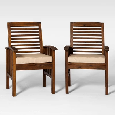 2pk Acacia Wood Patio Chairs With Cushions - Saracina Home 12 2pk Acacia Wood Patio Chairs With Cushions - Saracina Home - Image 10
