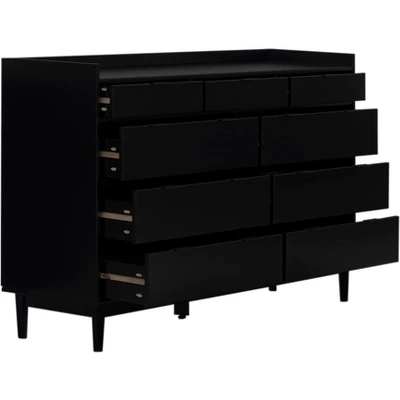 Mid-Century Modern Solid Wood 9 Drawer Horizontal Dresser - Saracina Home 3 Mid-Century Modern Solid Wood 9 Drawer Horizontal Dresser - Saracina Home - Image 2