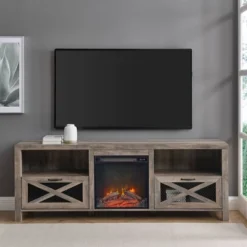 Newark Industrial Farmhouse Drop Down Metal Mesh X Door With Electric Fireplace TV Stand For TVs Up To 80" - Saracina Home -Saracina Home Shop GUEST 0dfca87a 18d0 4ad6 8eb9 1b6aaf2620be