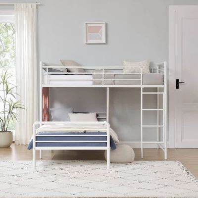 Twin Modern Cut-Out L-Shaped Metal Bunk Bed - Saracina Home 4 Twin Modern Cut-Out L-Shaped Metal Bunk Bed - Saracina Home - Image 2