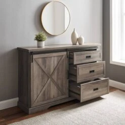 Orson Transitional Sliding X Barn Door Sideboard With 3 Drawers - Saracina Home -Saracina Home Shop GUEST 107ecdb0 0244 4ca6 9c11 ab3f02058508