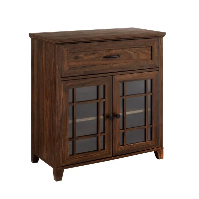 Transitional 2 Door Window Pane Accent Cabinet Dark Walnut - Saracina Home 5 Transitional 2 Door Window Pane Accent Cabinet Dark Walnut - Saracina Home - Image 3