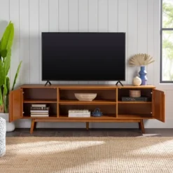Solid Wood Mid-Century Modern TV Stand For TVs Up To 80" - Saracina Home -Saracina Home Shop GUEST 13d172c2 7522 436c b47e 043357d4492b