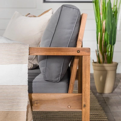 Galia Square Leg Acacia Wood Patio Loveseat With Cushions - Brown - Saracina Home 15 Galia Square Leg Acacia Wood Patio Loveseat With Cushions - Brown - Saracina Home - Image 13