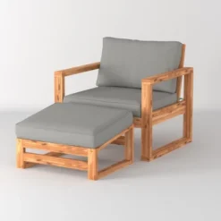 Galia 2pc Square Leg Acacia Wood Chair And Ottoman With Cushions - Brown - Saracina Home 23 Galia 2pc Square Leg Acacia Wood Chair And Ottoman With Cushions - Brown - Saracina Home -Saracina Home Shop GUEST 166ad4fe 8b58 4635 b854 caa776581feb