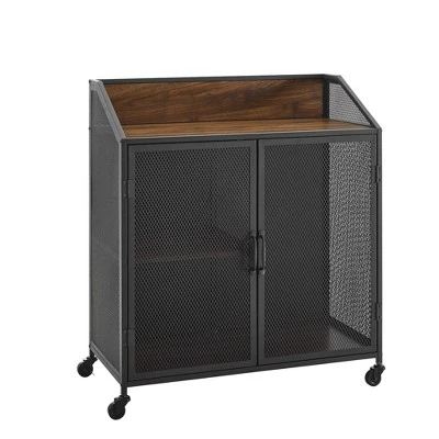 Urban Industrial Metal Mesh Bar Cart With Wheels - Saracina Home 11 Urban Industrial Metal Mesh Bar Cart With Wheels - Saracina Home - Image 9
