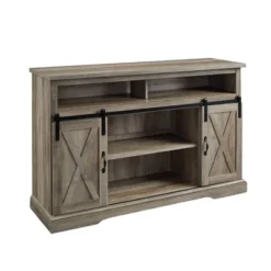 Transitional Sliding Barndoor Highboy TV Stand For TVs Up To 58" - Saracina Home -Saracina Home Shop GUEST 18d26976 2f57 4c04 a287 c8a5544778c9