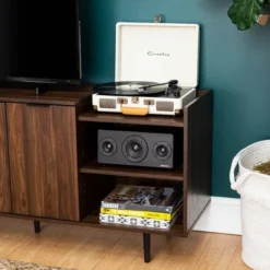 Rockwell Modern Storage TV Stand For TVs Up To 43" Brown - Saracina Home -Saracina Home Shop GUEST 1ec14ba5 44fc 47a9 b688 d123f57c5c73