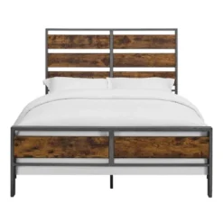 Queen Urban Chic Metal And Wood Plank Bed Brown - Saracina Home -Saracina Home Shop GUEST 1edbf943 9085 4030 9489 6c7babf0e6c6