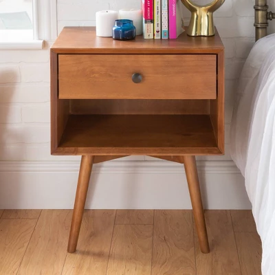 Greenberg 1 Drawer Mid-Century Modern Solid Wood Nightstand - Saracina Home 3 Greenberg 1 Drawer Mid-Century Modern Solid Wood Nightstand - Saracina Home