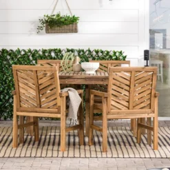 5pc Slatted Chevron Acacia Wood Patio Dining Set - Saracina Home -Saracina Home Shop GUEST 20f2dc73 f40a 420a 99ac 931b68bf64e3