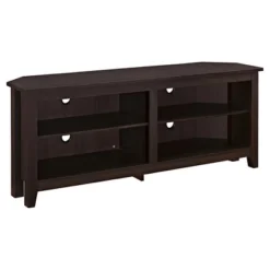 Transitional 4 Cubby Wood Open Storage Corner TV Stand For TVs Up To 65" - Saracina Home -Saracina Home Shop GUEST 276ce2aa 26a7 4261 89df d38632d1ab85