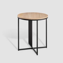 Modern Metal Bar Round Side Table Coastal Oak/Black ­ Saracina Home -Saracina Home Shop GUEST 2b366258 6f55 410c 84dd eb9a11f4bf2e