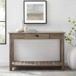 June Rustic Farmhouse Entry Table With Lower Shelf Gray Wash - Saracina Home -Saracina Home Shop GUEST 2d962bd5 df42 4083 8914 633d4481e956