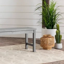 Ravenscroft Modern Boho Acacia Wood Slat Top Outdoor Dining Bench - Gray Wash - Saracina Home -Saracina Home Shop GUEST 2dd133d4 c68e 4083 9552 2ac421e62e53