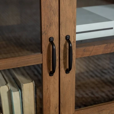 Sophie Rustic Farmhouse X Frame Glass Doors TV Stand For TVs Up To 80" Rustic Oak - Saracina Home 10 Sophie Rustic Farmhouse X Frame Glass Doors TV Stand For TVs Up To 80" Rustic Oak - Saracina Home - Image 8