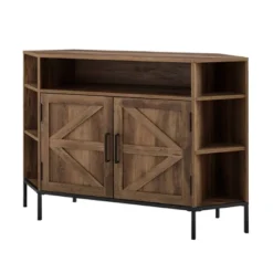 Atticus Modern Farmhouse 2 Door Corner TV Stand For TVs Up To 55" Rustic Oak - Saracina Home -Saracina Home Shop GUEST 300a699d 8a74 4a70 bb6f e5e5e7c1c7a7