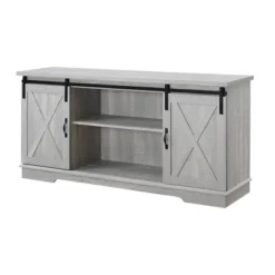 Modern Transitional Sliding Barndoor TV Stand For TVs Up To 65"- Saracina Home -Saracina Home Shop GUEST 31a34286 e5bc 4cdb 95bc c04f39622d58