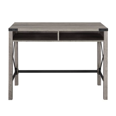 Sophie Modern Farmhouse X Frame Writing Desk With Cubbies Gray Wash - Saracina Home 4 Sophie Modern Farmhouse X Frame Writing Desk With Cubbies Gray Wash - Saracina Home - Image 2