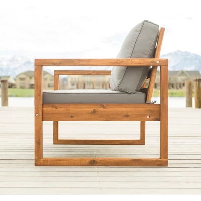 Galia Square Leg Acacia Wood Patio Loveseat With Cushions - Brown - Saracina Home 7 Galia Square Leg Acacia Wood Patio Loveseat With Cushions - Brown - Saracina Home - Image 5