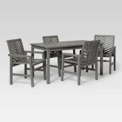 5pc Slatted Chevron Acacia Wood Patio Dining Set - Saracina Home -Saracina Home Shop GUEST 3532f1a3 85f3 42b2 b36d 7fefcb3640cd