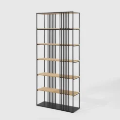 79" Modern 6 Shelf With Metal Bar Bookcase Coastal Oak/Black - Saracina Home -Saracina Home Shop GUEST 357dd387 1fbd 46e5 a3f1 33f20fcef85e