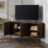 Contemporary Corner TV Stand For TVs Up To 55" Dark Walnut - Saracina Home -Saracina Home Shop GUEST 3782773e 28a9 4e35 9c75 ee523bdbf94e