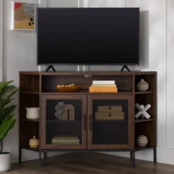 Corner TV Stand For TVs Up To 55" With Metal Mesh Doors - Saracina Home -Saracina Home Shop GUEST 37c2fa85 ab08 4b35 a28d 41518b8299c5