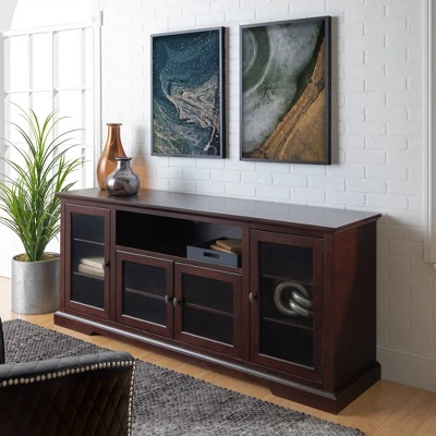 Glass Door Traditional Highboy TV Stand For TVs Up To 80" - Saracina Home 3 Glass Door Traditional Highboy TV Stand For TVs Up To 80" - Saracina Home