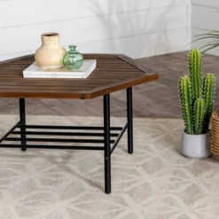 Saybrook Modern Metal And Wood Patio Hexagon Coffee Table - Dark Brown - Saracina Home 21 Saybrook Modern Metal And Wood Patio Hexagon Coffee Table - Dark Brown - Saracina Home -Saracina Home Shop GUEST 3afb59b6 67ca 4f35 8c6f 738450a79b31
