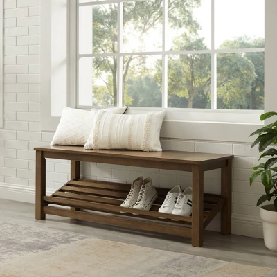 Modern Farmhouse Solid Wood Shoe Storage Entry Bench Rustic Oak - Saracina Home 2 Modern Farmhouse Solid Wood Shoe Storage Entry Bench Rustic Oak - Saracina Home