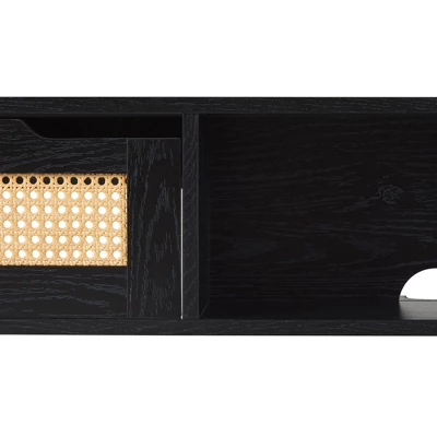 Modern Boho Floating TV Stand For TVs Up To 65" With Rattan Doors - Saracina Home 10 Modern Boho Floating TV Stand For TVs Up To 65" With Rattan Doors - Saracina Home - Image 8