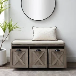 Farmhouse 40" 3 Drawer Storage Bench With Cushion - Saracina Home -Saracina Home Shop GUEST 41dfbb10 4a84 4b44 8b87 b6d5d31a0ceb