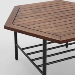 Saybrook Modern Metal And Wood Patio Hexagon Coffee Table - Dark Brown - Saracina Home 20 Saybrook Modern Metal And Wood Patio Hexagon Coffee Table - Dark Brown - Saracina Home -Saracina Home Shop GUEST 4a0ac497 3b7c 4e1f 8060 db898c30d115