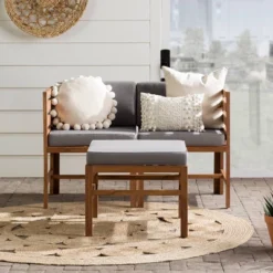 3pc Modular Acacia Wood Patio Chat Set With Cushions - Saracina Home -Saracina Home Shop GUEST 4cc38bd9 3ca1 4e61 a564 59459ce12f1d