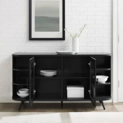 Mid-Century Modern Glass Double Door Curved Sideboard - Saracina Home -Saracina Home Shop GUEST 4fda4073 3ab4 4dc1 9d2b 29da563a6ed9