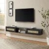 Modern Boho Floating TV Stand For TVs Up To 80" With Rattan Doors Black - Saracina Home -Saracina Home Shop GUEST 50cc7cf4 fd0b 4d97 938d 63d8605d0385