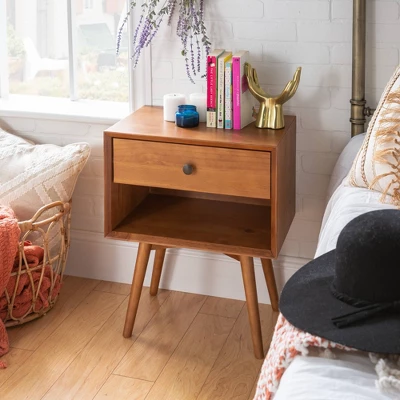 Greenberg 1 Drawer Mid-Century Modern Solid Wood Nightstand - Saracina Home 4 Greenberg 1 Drawer Mid-Century Modern Solid Wood Nightstand - Saracina Home - Image 2