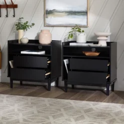 2pk Mid-Century Modern Solid Wood 2 Drawer Storage Nightstands - Saracina Home 23 2pk Mid-Century Modern Solid Wood 2 Drawer Storage Nightstands - Saracina Home -Saracina Home Shop GUEST 559c5ca6 af7e 4136 9a5f 989a82141900