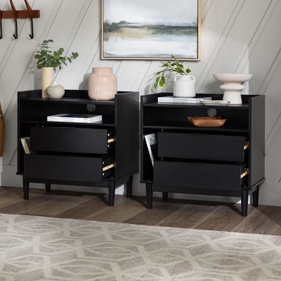 2pk Mid-Century Modern Solid Wood 2 Drawer Storage Nightstands - Saracina Home 11 2pk Mid-Century Modern Solid Wood 2 Drawer Storage Nightstands - Saracina Home - Image 9