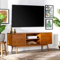 Solid Wood Mid-Century Modern TV Stand For TVs Up To 65" - Saracina Home 29 Solid Wood Mid-Century Modern TV Stand For TVs Up To 65" - Saracina Home -Saracina Home Shop GUEST 55d038af 42a5 438d 8b74 91f0ac9cc7f7