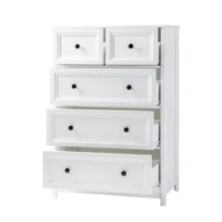 Farmhouse 5 Drawer Grooved Tall Storage Dresser White - Saracina Home -Saracina Home Shop GUEST 59730227 3443 4480 9ec0 c768319687fc