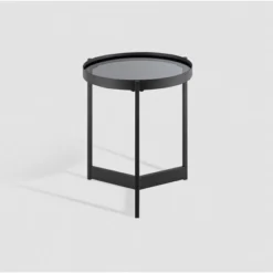 Modern Minimalist Tray Top Round Glass Side Table Black - Saracina Home -Saracina Home Shop GUEST 59ba750c 7740 47a0 aae3 0b5bc640ae7a