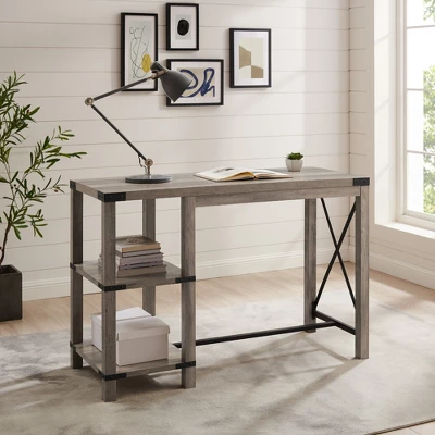 Rustic Farmhouse Metal X Kitchen Island With Shelves - Saracina Home 8 Rustic Farmhouse Metal X Kitchen Island With Shelves - Saracina Home - Image 6