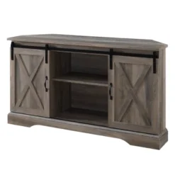 Robinson Rustic Transitional Sliding Barn Door Corner TV Stand For TVs Up To 58" - Saracina Home -Saracina Home Shop GUEST 5e08ff37 9816 4cb1 ab75 e39c8ff7cec1