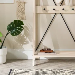 68" Solid Wood X Back Angled Hall Tree White Wash - Saracina Home -Saracina Home Shop GUEST 5f3d0d73 a646 48be b127 d033415e486f