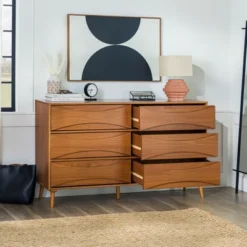 Mid-Century Modern Contoured 6 Drawer Dresser - Saracina Home -Saracina Home Shop GUEST 6064d6cb 5a30 4857 807c b8d5d64567a9