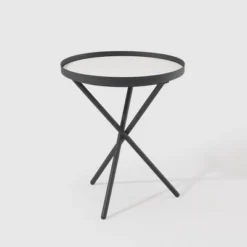 Modern Minimalist Intersecting Tripod Leg Side Table Black/Faux White Marble - Saracina Home -Saracina Home Shop GUEST 614a873c 3d85 498b afaf af357bdb86b0